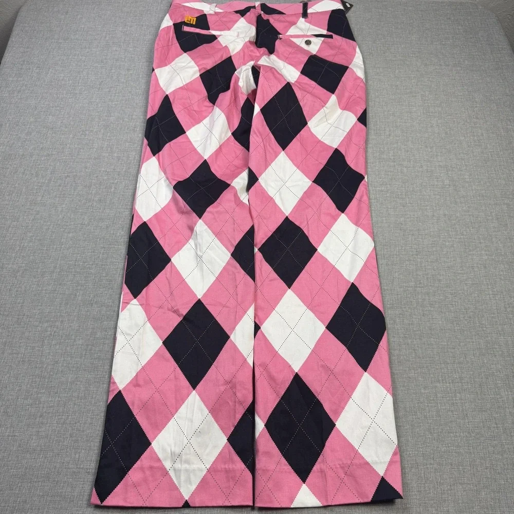 Loudmouth Golf Pants Mens 34x34 Multicolor Argyle Chino Cotton Spandex Stretch